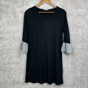 PLEIONE Stretch‎ Knit Knee Length Dress with Bell Sleeves Size XS in Black